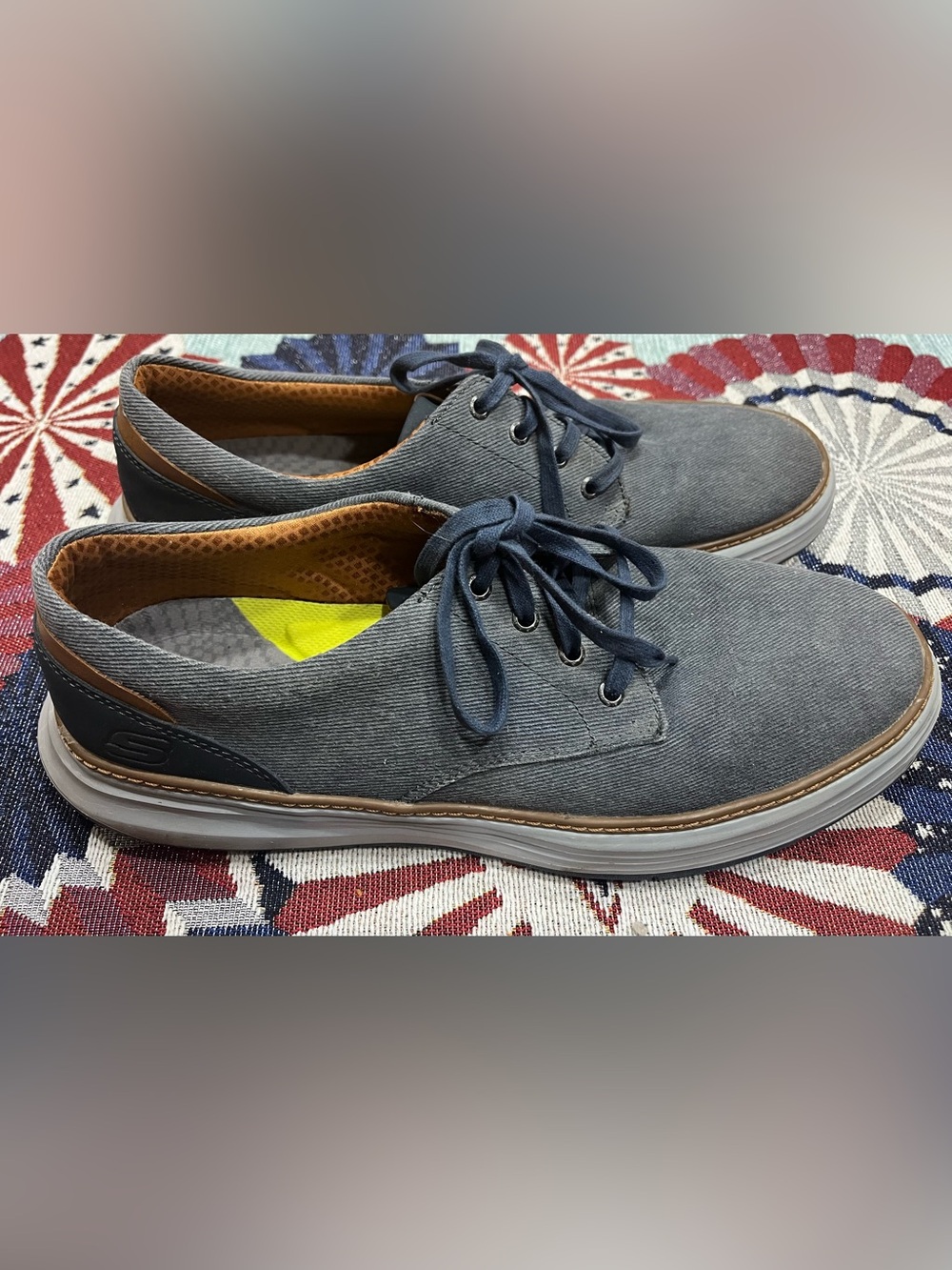 Skechers Men's Grey ish Blue Textile Lace-Up Casual Sneakers